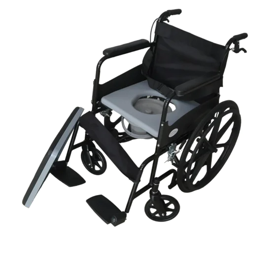 Folding Commode Wheelchair with Attendant Brakes thumbnail 4